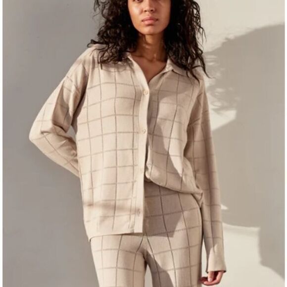 NAADAM Cotton Silk Grid Pointelle Sweater Sz. S - Picture 1 of 8
